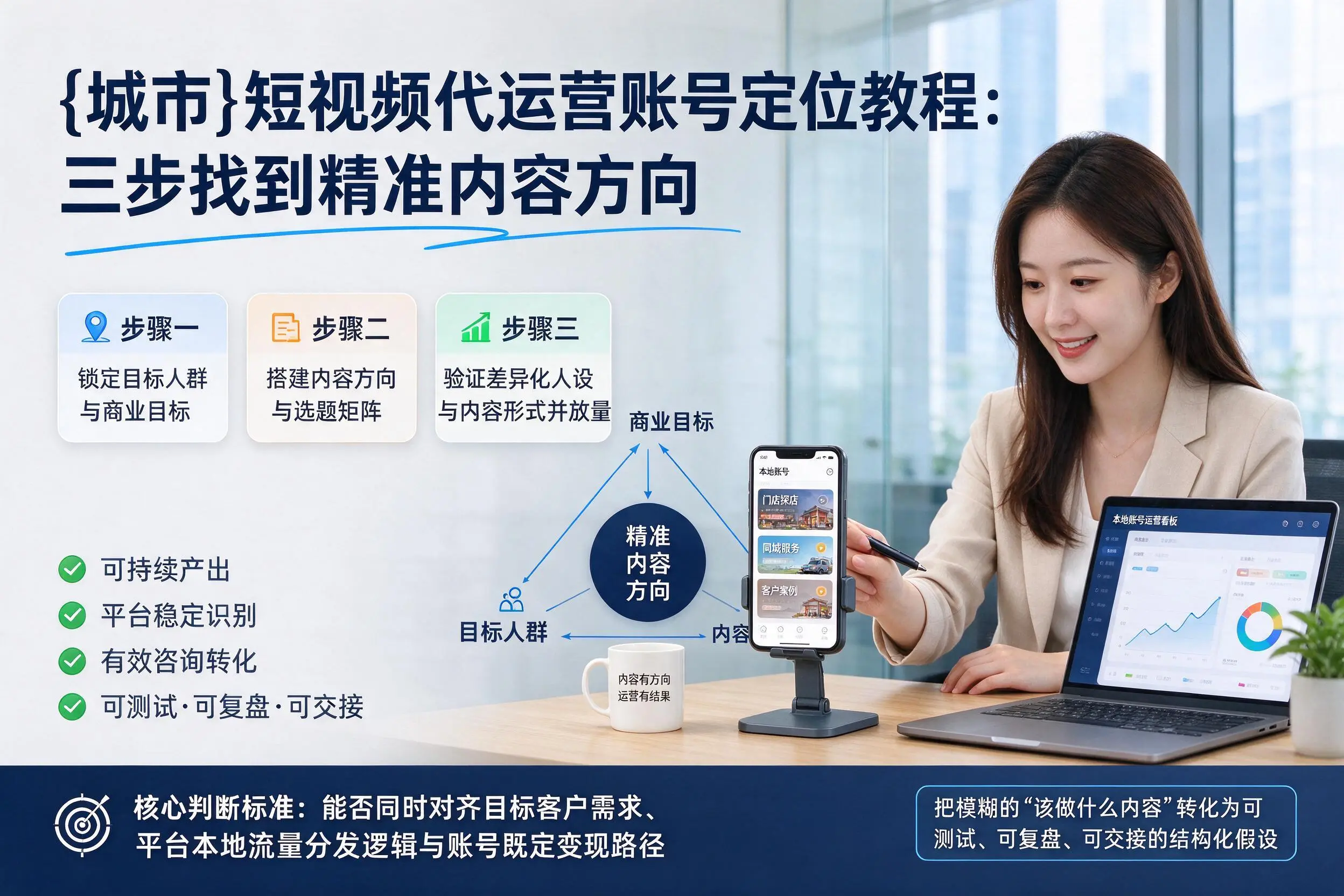 来宾短视频代运营账号定位教程:三步找到精准内容方向