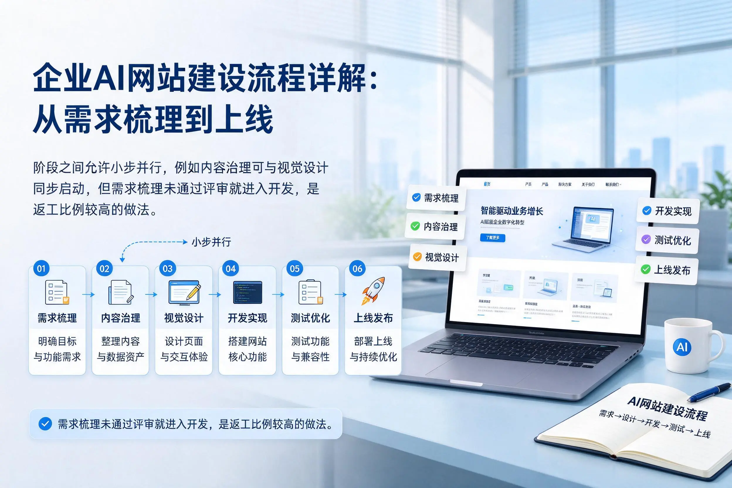 来宾企业AI网站建设流程详解:从需求梳理到上线