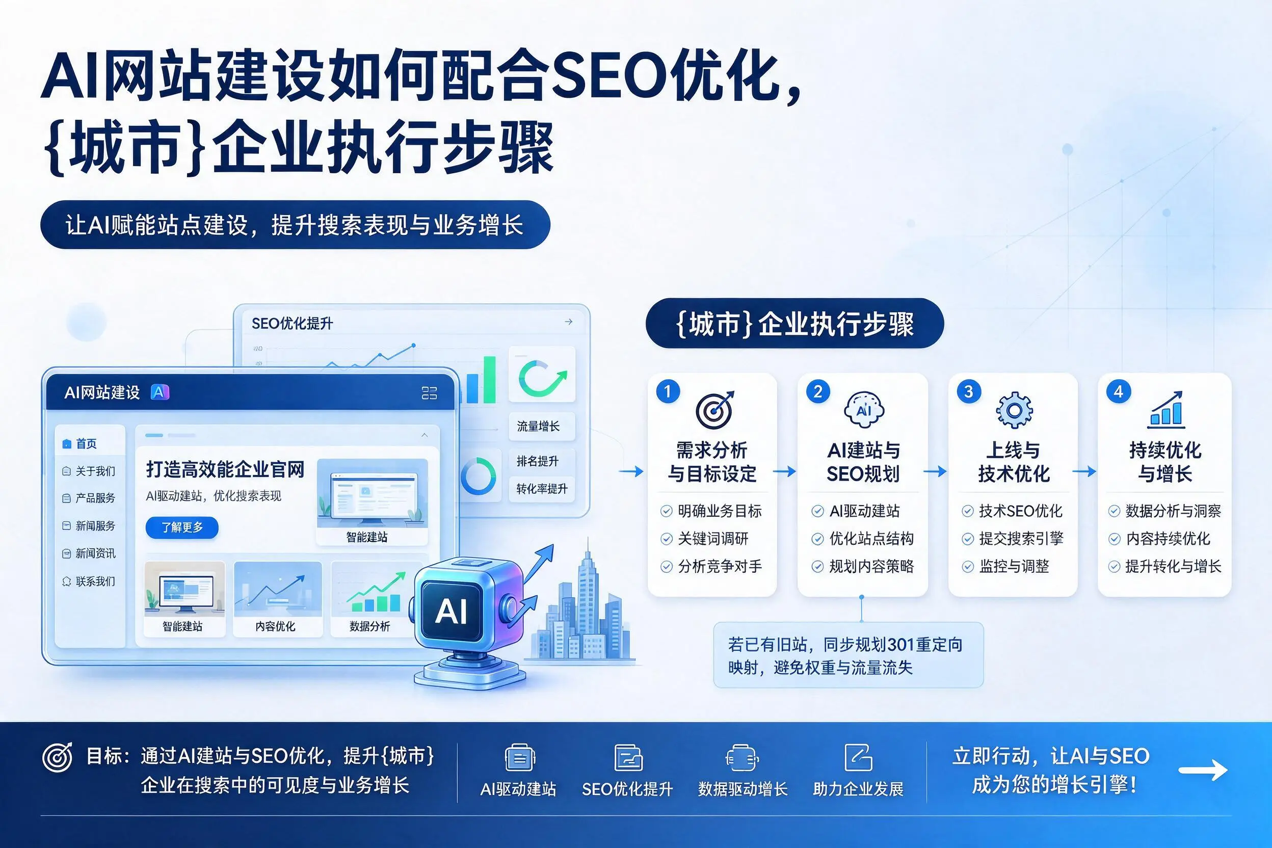 AI网站建设如何配合SEO优化，来宾企业执行步骤