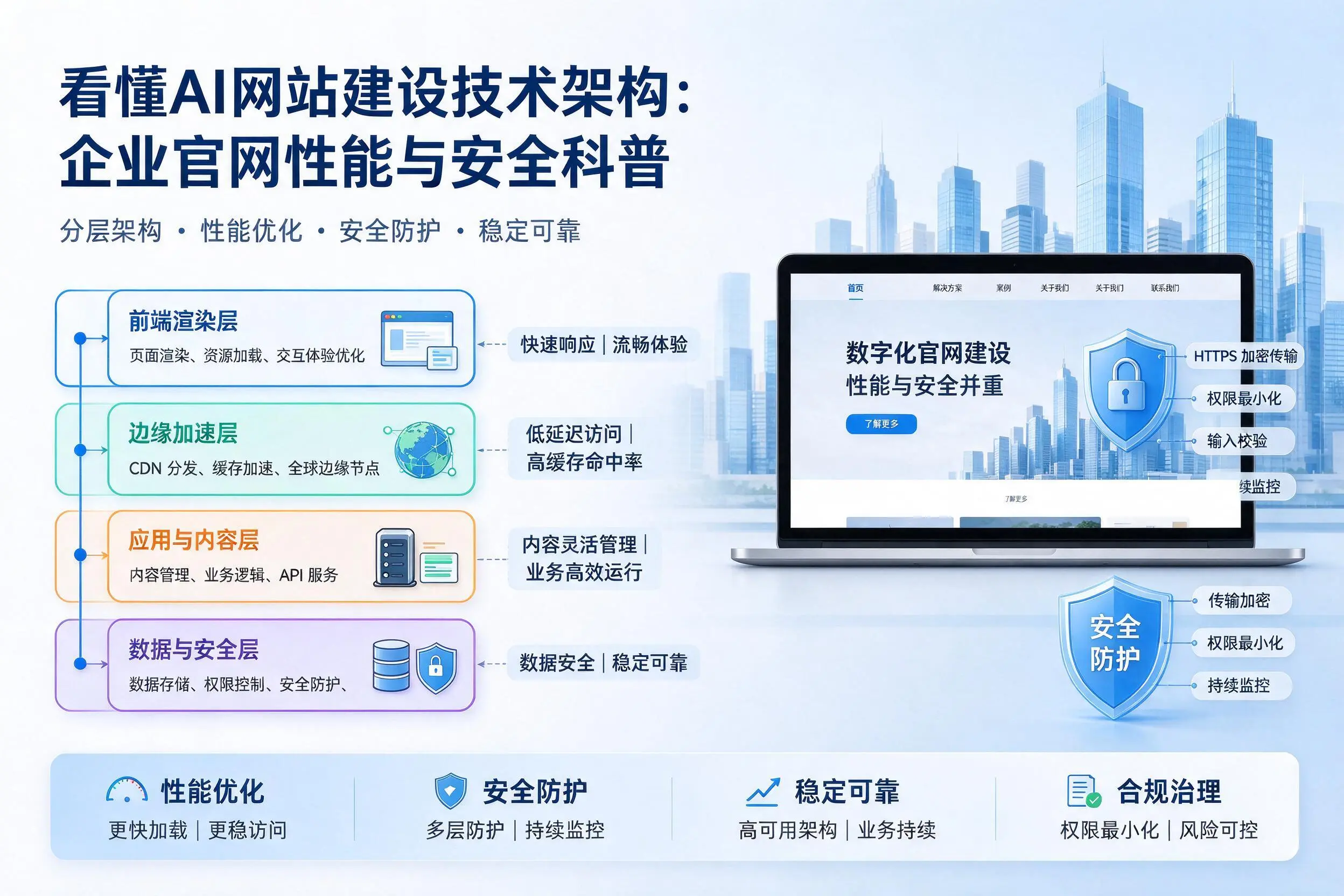 看懂AI网站建设技术架构:来宾企业官网性能与安全科普